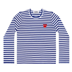CDG PLAY Striped Long Sleeve T-Shirt (White/Blue)