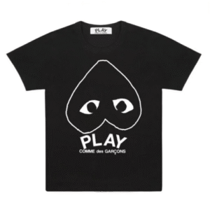 CDG Play Black T-Shirt With White Heart Outline